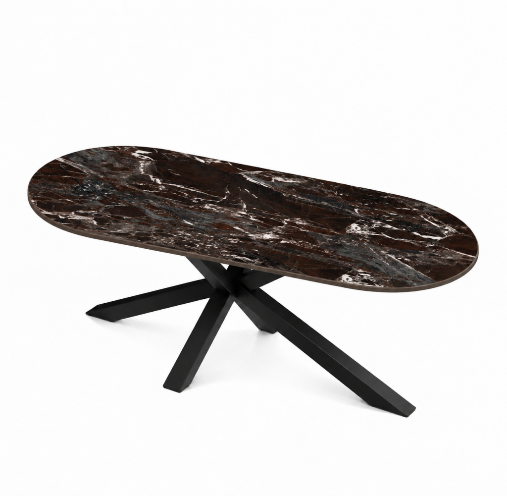 Eettafel Barroque Red Spin Halve Cirkel