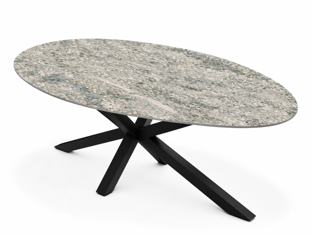 Eettafel Blue Granite Spin Ovaal