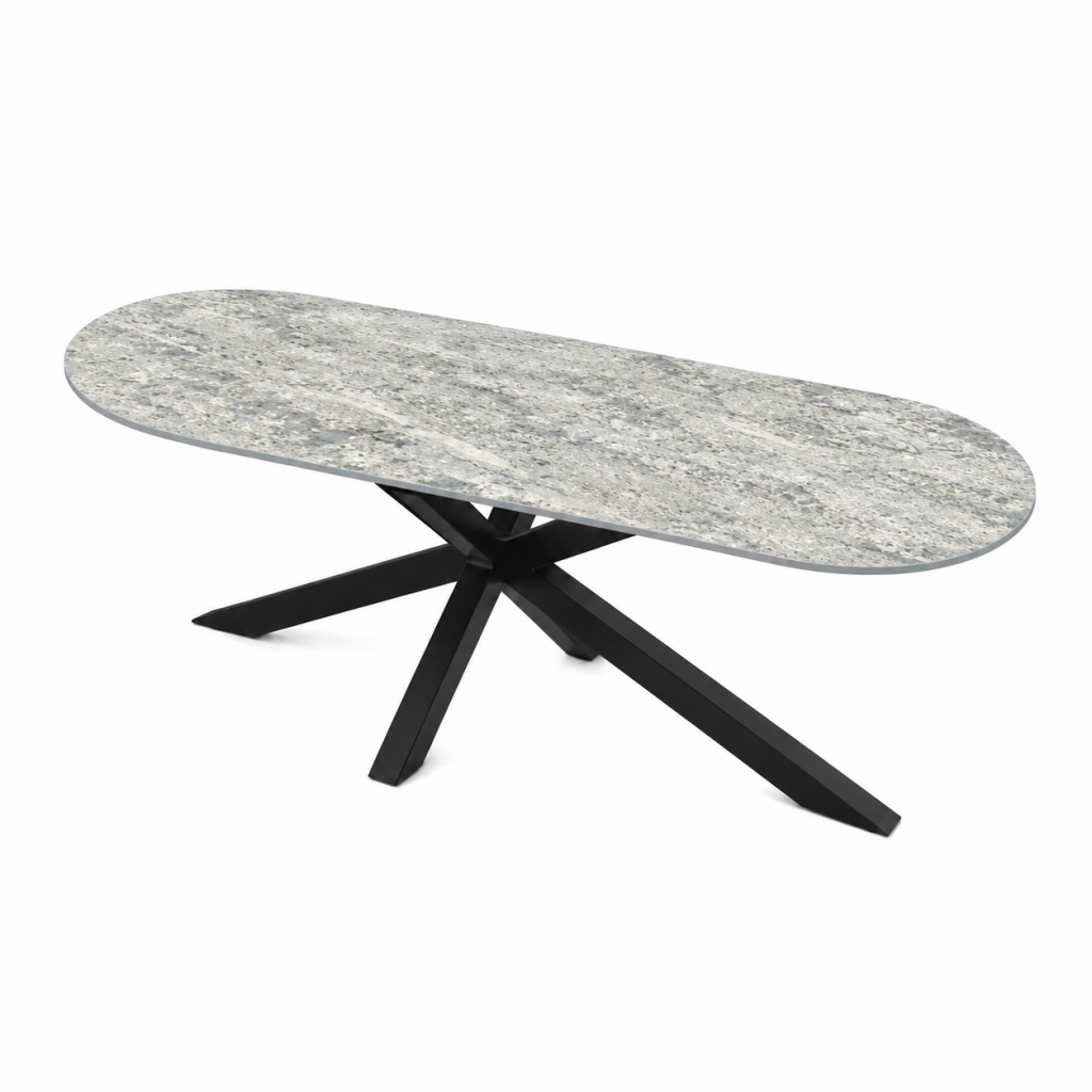 Eettafel Blue Granite Spin Halve Cirkel
