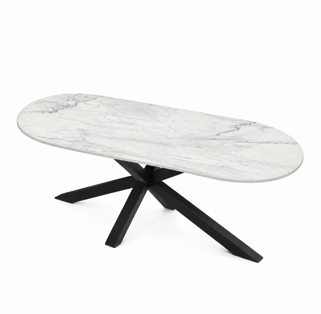 Eettafel Calacatta Spin Halve Cirkel