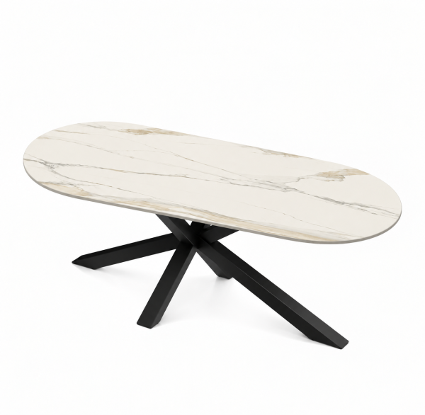 Eettafel Calacatta Gold Spin Halve Cirkel