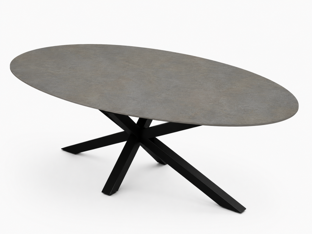 Eettafel Cement Dark Gray Spin Ovaal