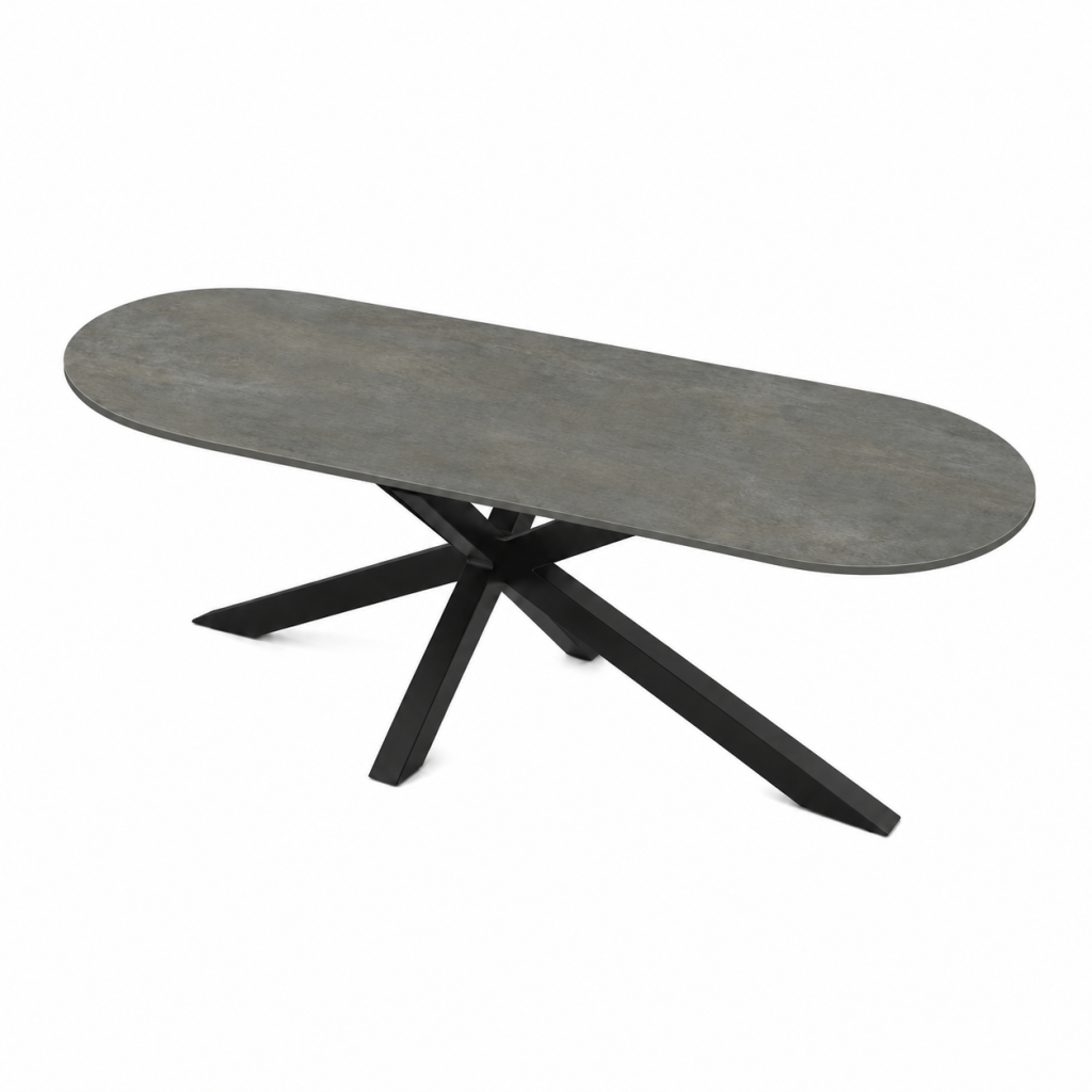 Eettafel Cement Dark Gray Spin Halve Cirkel