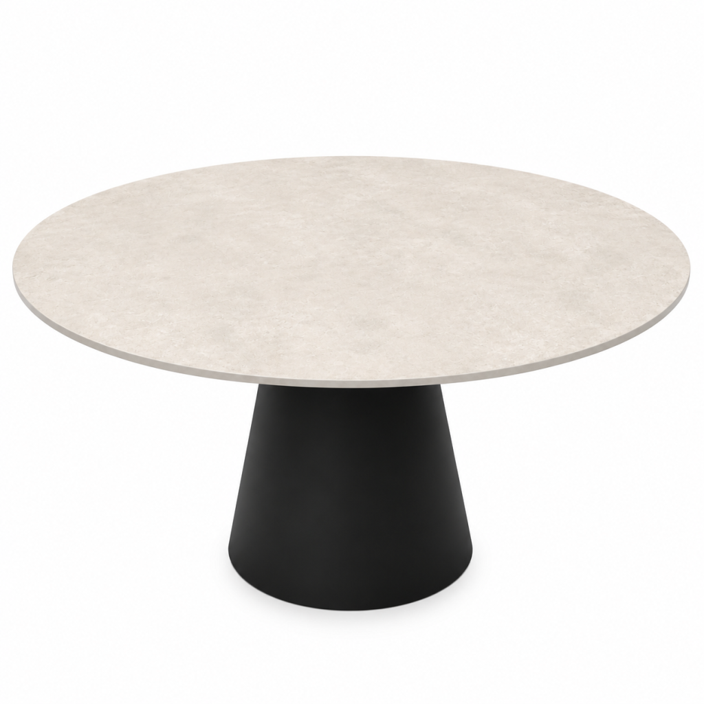 Eettafel Cement Ivory Conisch Rond