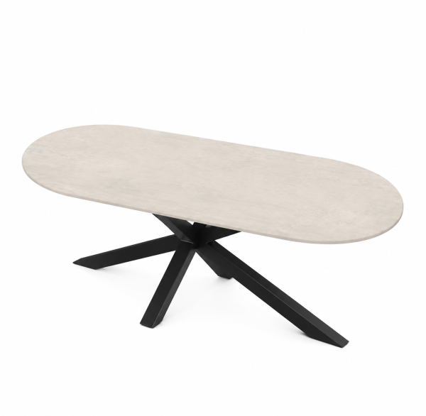 Eettafel Cement Ivory Spin Halve Cirkel
