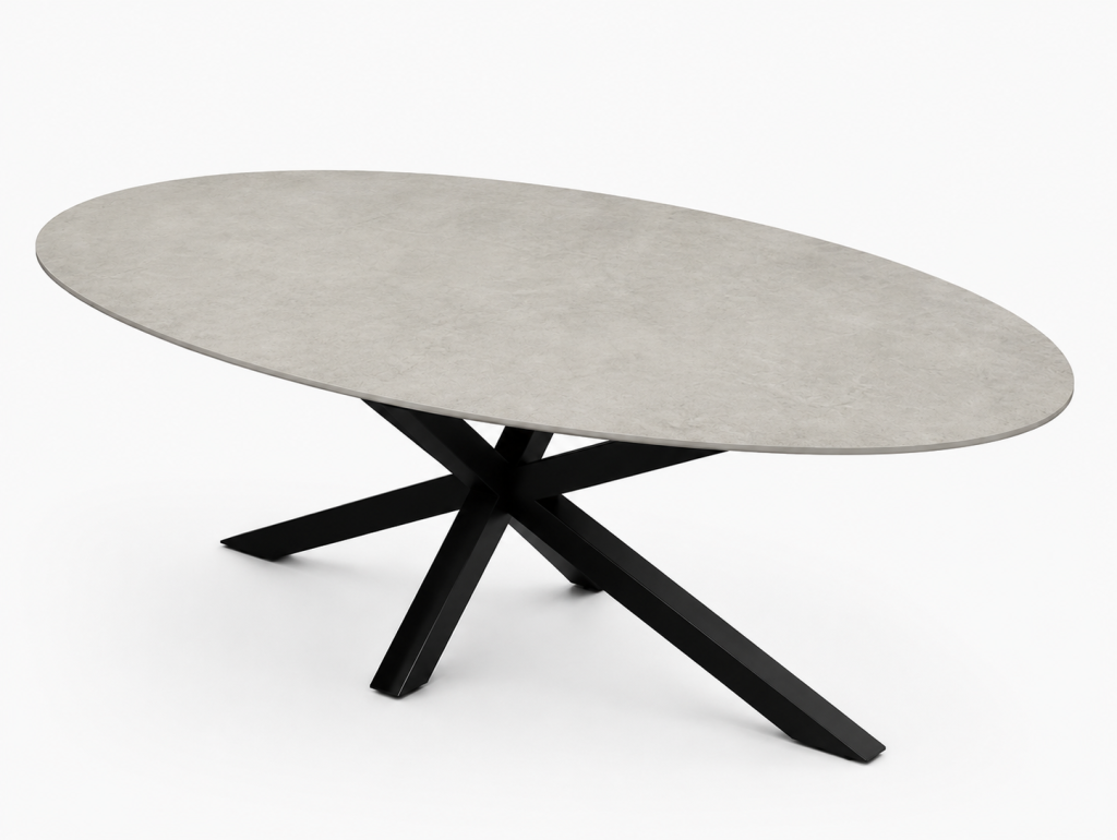 Eettafel Cement Light Gray Spin Ovaal