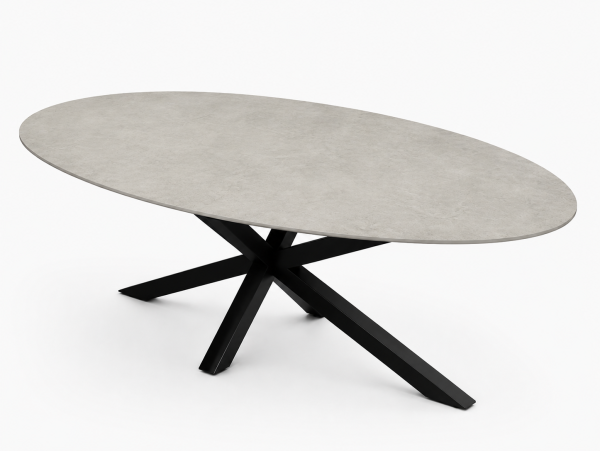 Eettafel Cement Light Gray Spin Ovaal