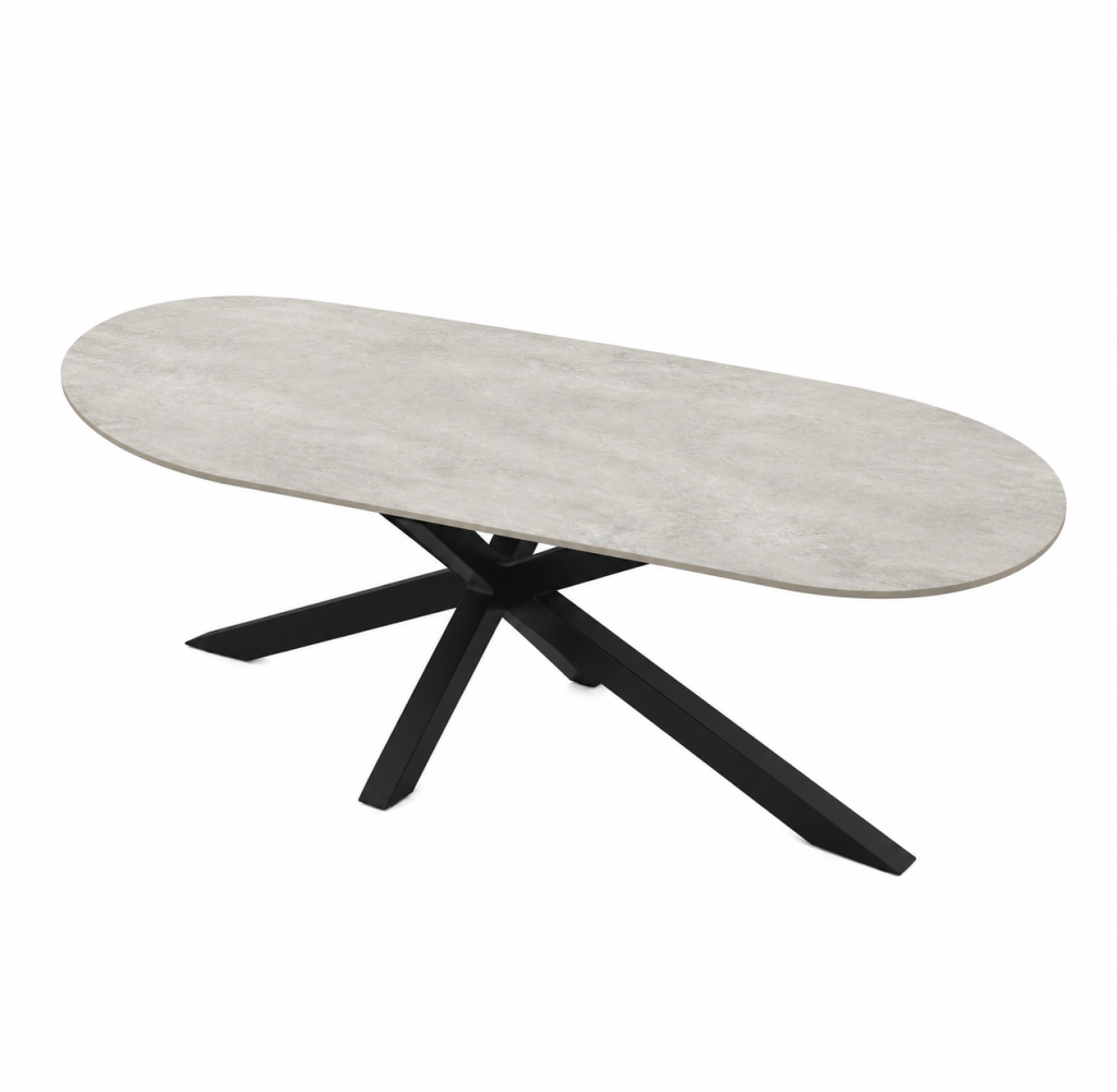 Eettafel Cement Light Gray Spin Halve Cirkel