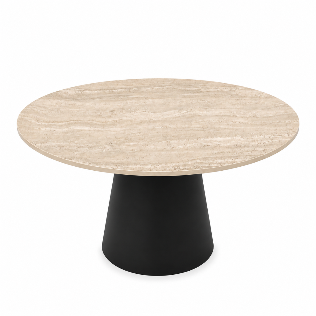 Eettafel Gold Travertine Conisch Rond