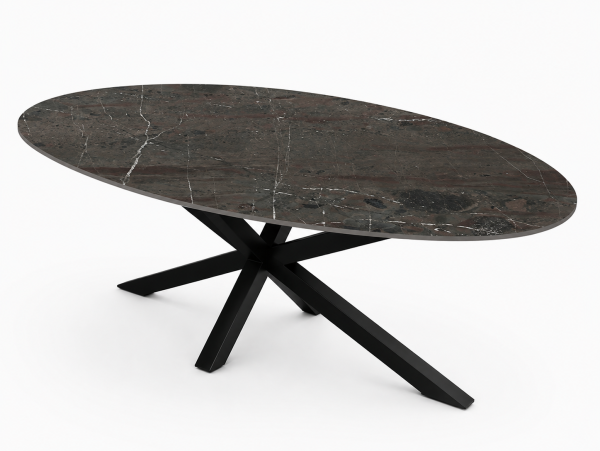 Eettafel Marble Brun Spin Ovaal