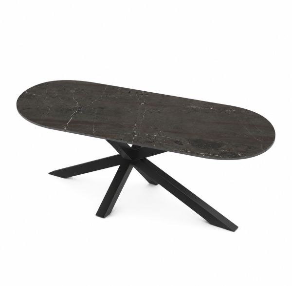 Eettafel Marble Brun Spin Halve Cirkel