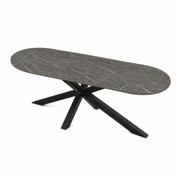 Eettafel Marble Gray Spin Halve Cirkel