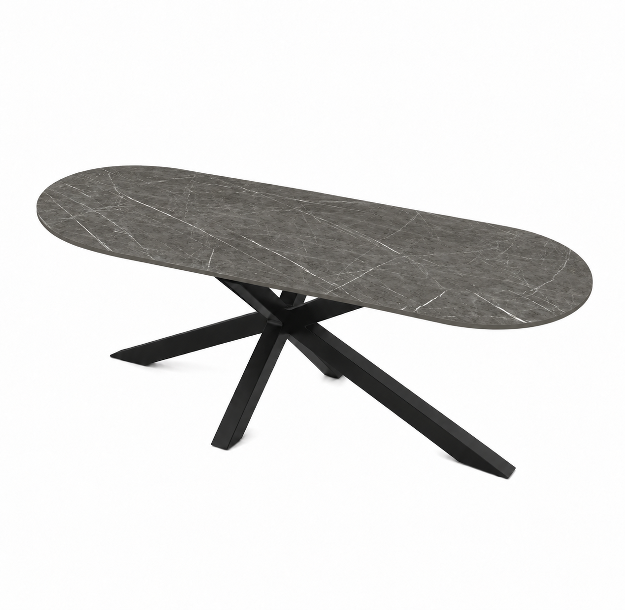 Eettafel Marble Gray Spin Halve Cirkel