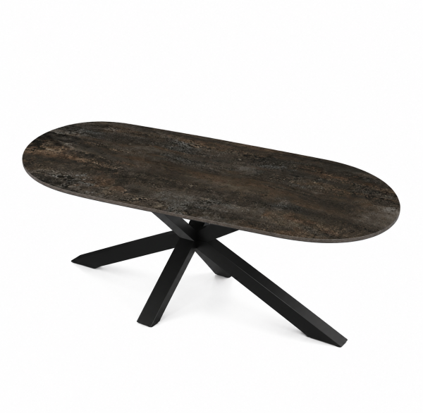 Eettafel Metal Burnished Spin Halve Cirkel