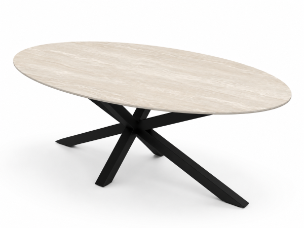 Eettafel Travertine Pearl Spin Ovaal