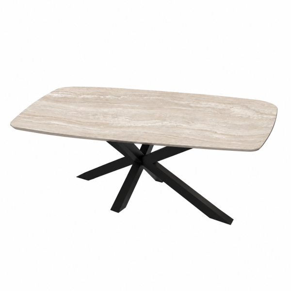 Eettafel Travertine Pearl Spin Deens Ovaal
