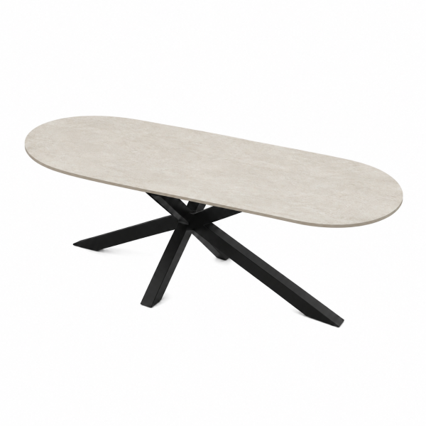 Eettafel Shake Travertine Spin Halve Cirkel