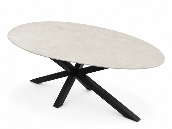 Eettafel Shake Travertine Spin Ovaal