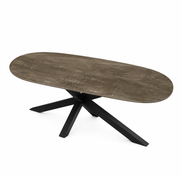 Eettafel Stone Brown Spin Halve Cirkel