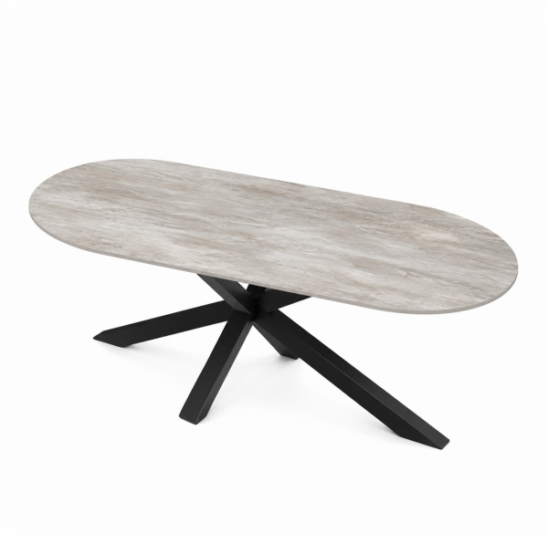 Eettafel Stone Gris Spin Halve Cirkel