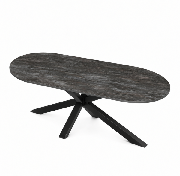 Eettafel Stone Noir Spin Halve Cirkel
