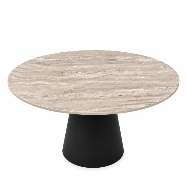 Eettafel Nut Travertine Conisch Rond