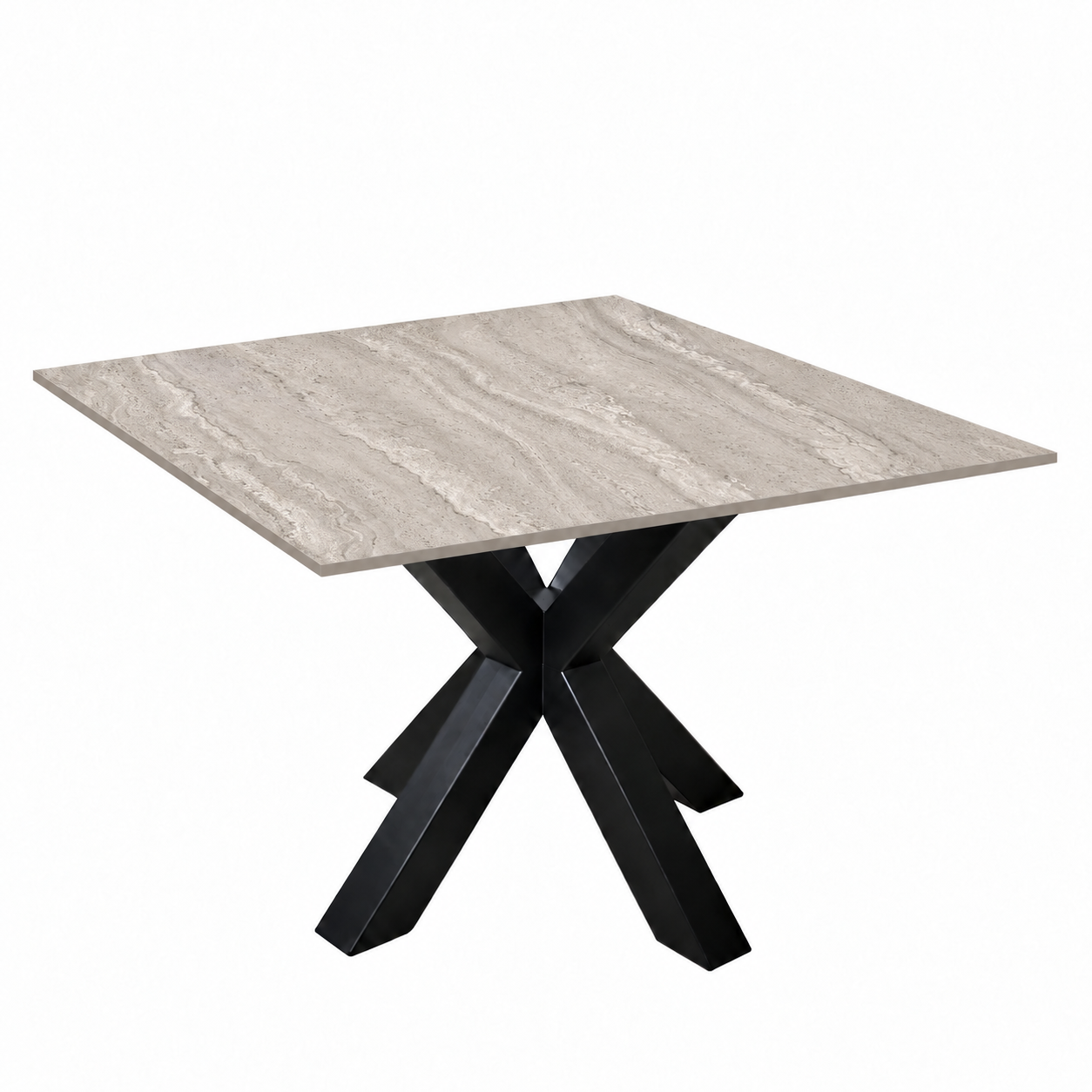 Eettafel Travertine Nut Matrix Vierkant