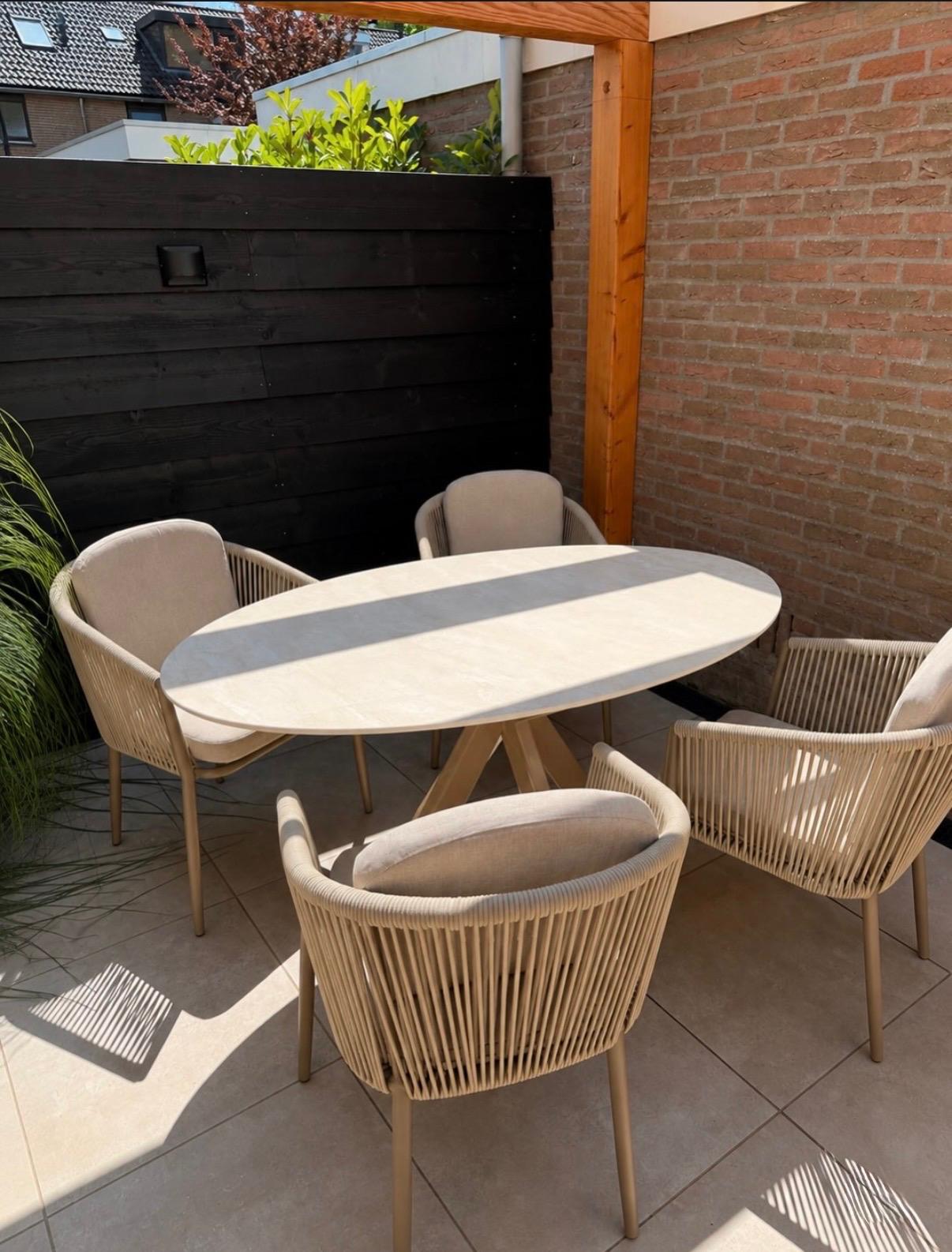Eettafel Travertine Gold Frame Rechthoek - Afbeelding 3